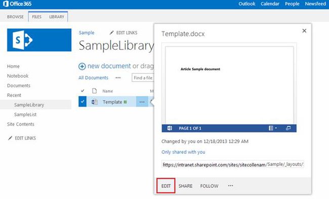 template in share point